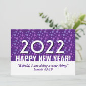 Paarse Snowflakes Christelijk HAPPY NIEUW JAAR 202 Feestdagenkaart (Staand voorkant)