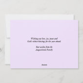 Paarse Snowflakes Christelijk HAPPY NIEUW JAAR 202 Feestdagenkaart (Achterkant)