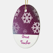 Paarse Snowflakes Grote leraar Keramisch Ornament (Links)