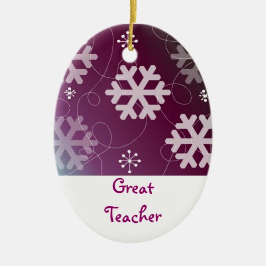 Paarse Snowflakes Grote leraar Keramisch Ornament (Voorkant)
