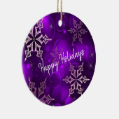 Paarse Snowflakes Prettige feestdagen keramische s Keramisch Ornament (Rechts)