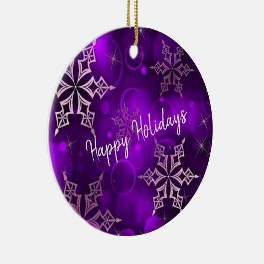 Paarse Snowflakes Prettige feestdagen keramische s Keramisch Ornament (Rechts)