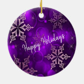 Paarse Snowflakes Prettige feestdagen keramische s Keramisch Ornament (Achterkant)