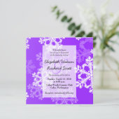 Paarse Snowflakes-uitnodiging voor kerstfeest Kaart (Staand voorkant)