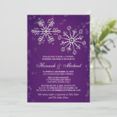 PAARSE SNOWFLAKKOPPELS VAN WEDDINGSHOWER KAART (Staand voorkant)