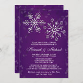 PAARSE SNOWFLAKKOPPELS VAN WEDDINGSHOWER KAART (Voorkant / Achterkant)