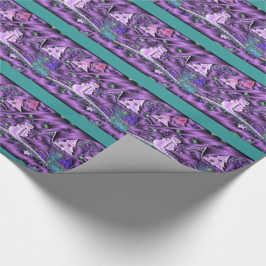 Paarse  Snowman en Bomen in sneeuw Cadeaupapier (Hoek)