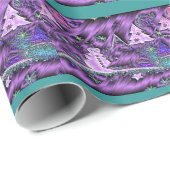 Paarse  Snowman en Bomen in sneeuw Cadeaupapier (Rol Hoek)