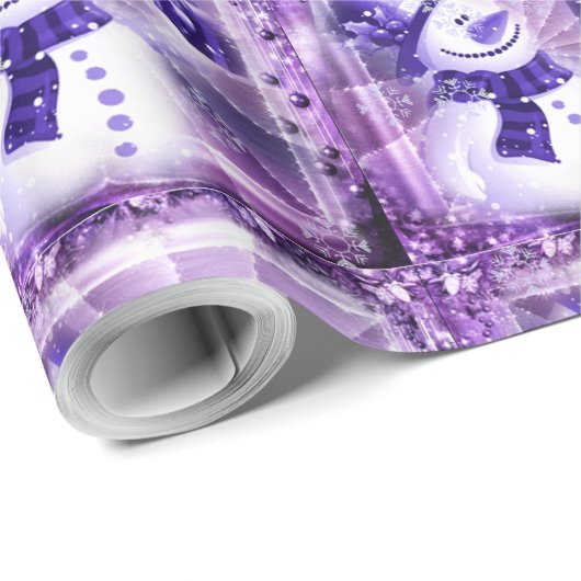 Paarse Snowman in Winter Scene Cadeaupapier (Rol Hoek)