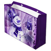 Paarse Snowman in Winter Scene Large Cadeautasje (Achterkant Gekanteld)