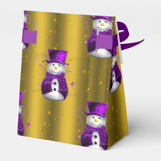 Paarse Snowman met Gold Kerstmis Bedankdoosjes (Achterkant)