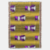 Paarse Snowman met Gold Kerstmis Deken (Voorkant Verticaal)