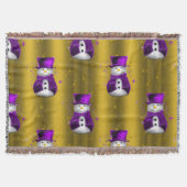 Paarse Snowman met Gold Kerstmis Deken (Voorkant)
