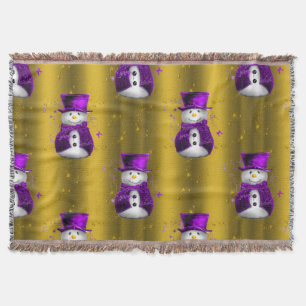 Paarse Snowman met Gold Kerstmis Deken