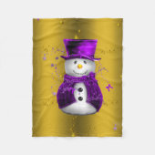 Paarse Snowman met Gold Kerstmis Fleece Deken (Voorkant)