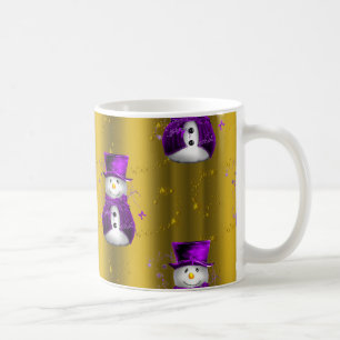 Paarse Snowman met Gold Kerstmis Koffiemok