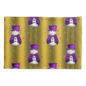 Paarse Snowman met Gold Kerstmis Kussensloop (Achterkant)