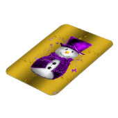 Paarse Snowman met Gold Kerstmis Magneet (Linkerzijde)