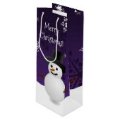 Paarse Snowman Winter Kerstwijn Gift Bag Wijn Cadeautas (Voorkant Gekanteld)