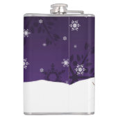 Paarse Snowman Winter Scene-kerstfles Heupfles (Achterkant)