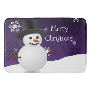 Paarse Snowman Winter Scene Kerstmis Badmat