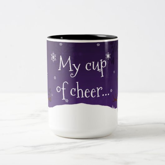 Paarse Snowman Winter Scene Kerstmis Mok (Center)