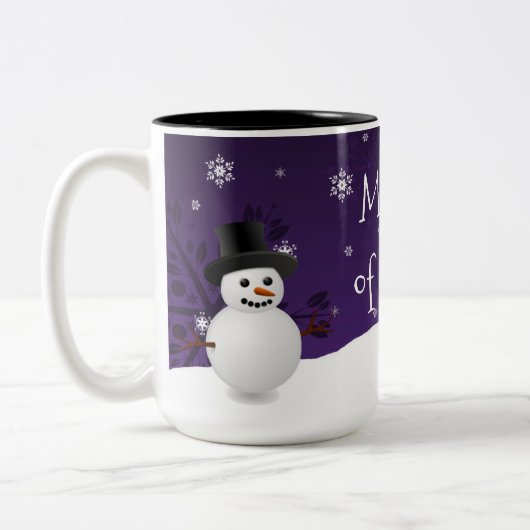 Paarse Snowman Winter Scene Kerstmis Mok (Links)