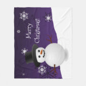 Paarse Snowman Winter Scene met kerstcadeau Fleece Deken (Voorkant)