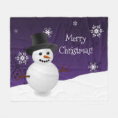 Paarse Snowman Winter Scene met kerstcadeau Fleece Deken (Voorkant (Horizontaal))