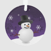 Paarse Snowman Winter Scene met kerstversiering Ornament (achterkant)