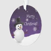 Paarse Snowman Winter Scene met kerstversiering Ornament (voorkant)