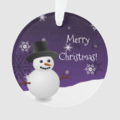 Paarse Snowman Winter Scene met kerstversiering Ornament (voorkant)