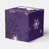 Paarse Snowman Winter Scenery-kerstfeestdoos Bedankdoosjes (Achterkant)