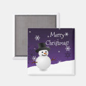 Paarse Snowman Winter Scenery Kerstmagneet Magneet (Voorkant / Achterkant)