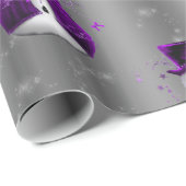 Paarse Snowmen met donkere zilveren kerst Cadeaupapier (Rol Hoek)