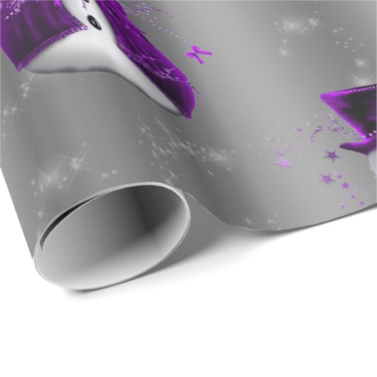 Paarse Snowmen met donkere zilveren kerst Cadeaupapier (Rol Hoek)