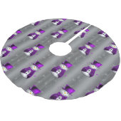 Paarse Snowmen op Dark Silver Kerstboom Rok (Gekanteld)