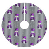 Paarse Snowmen op Dark Silver Kerstboom Rok (Voorkant)