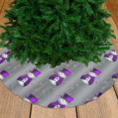 Paarse Snowmen op Dark Silver Kerstboom Rok