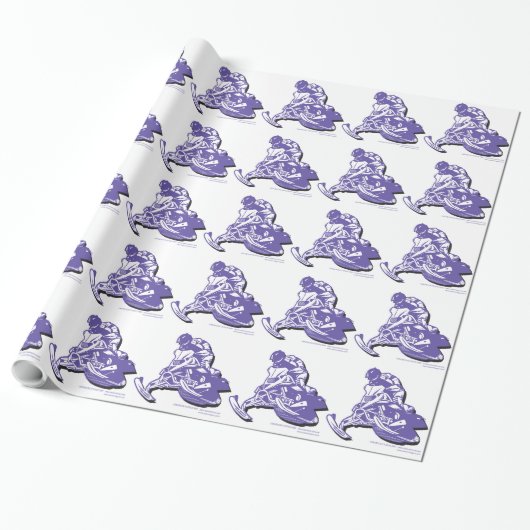 Paarse Snowmobiler Cadeaupapier (Uitgerold)