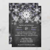 Paarse Snowy Chalkboard Style Weddenschap Kaart (Voorkant / Achterkant)