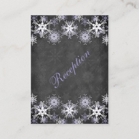 Paarse Snowy Chalkboard Wedding Enclosure Kaart (Voorkant)