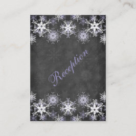 Paarse Snowy Chalkboard Wedding Enclosure Kaart