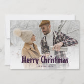 Paarse Snowy-fotografie met kerstkaarten Feestdagenkaart (Voorkant)