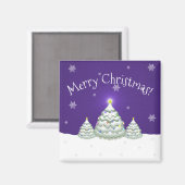 Paarse Snowy kerstboom Magnet (Voorkant / Achterkant)