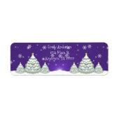 Paarse Snowy-kerstboom — Retouradreslabel Etiket (Voorkant)