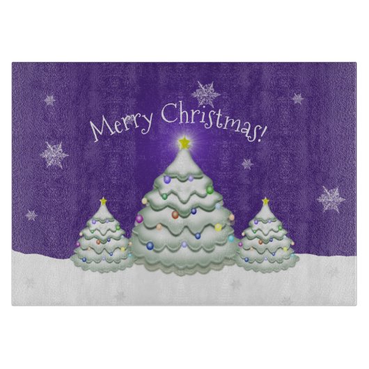 Paarse Snowy-kerstboomkapper Snijplank (Voorkant)