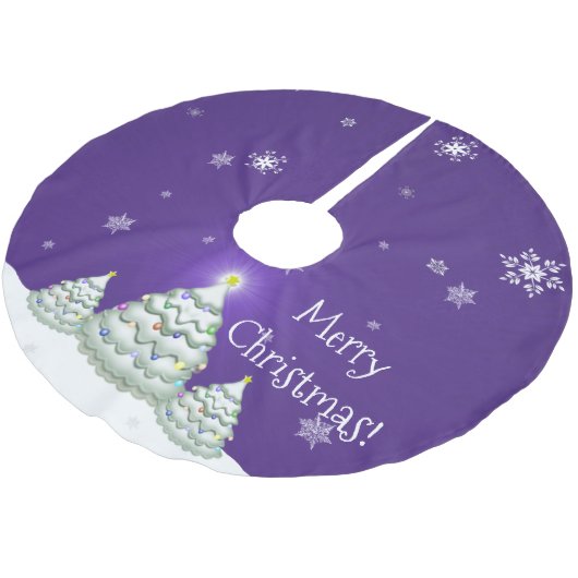 Paarse Snowy kerstboomkoorts Kerstboom Rok (Gekanteld)