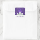 Paarse Snowy kerstboomSticker Vierkante Sticker (Tas)