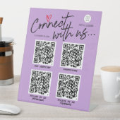 Paarse sociale media-netwerkQR-code Modern teken Reclamebord Met Voetstuk (Insitu)
